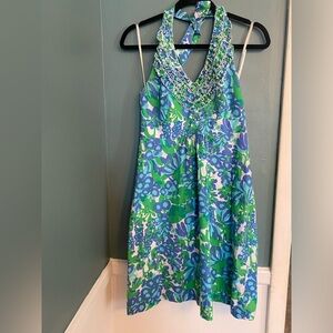 Lilly Pulitzer women’s size 2 - halter dress - blue/ green floral - cotton